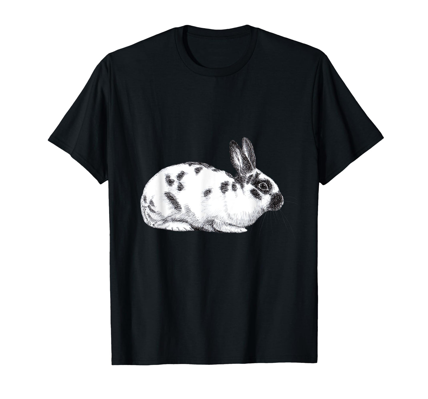 Cute English Spotted Bunny Rabbit Drawing T-Shirt