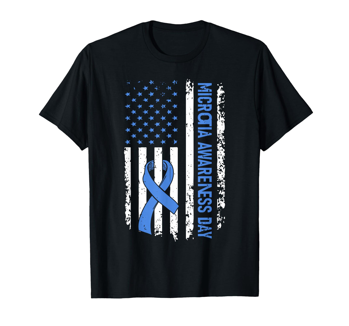 Microtia Awareness Day American Flag Bleu Ribbon T-Shirt
