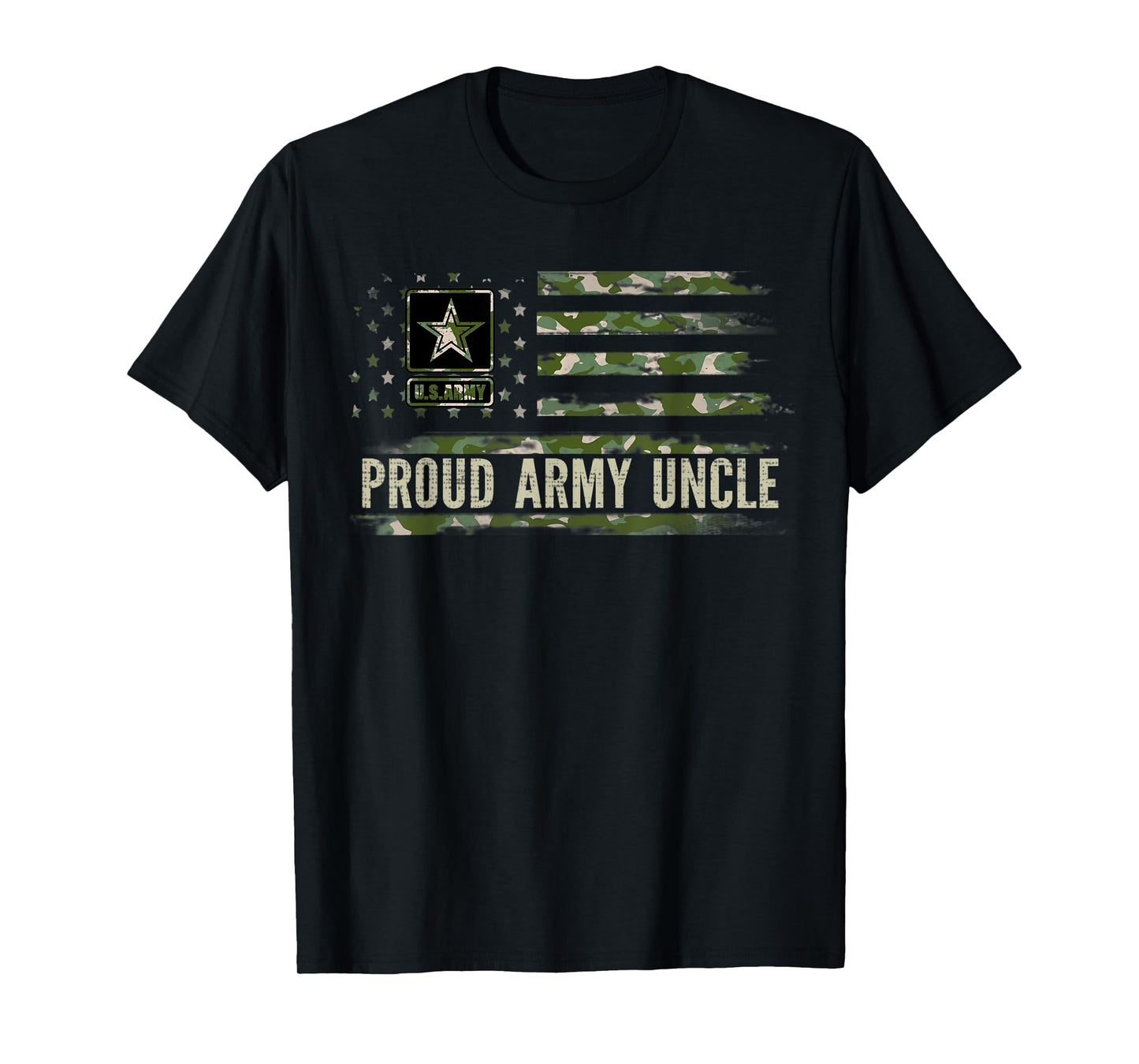 Vintage Proud Army Uncle Camo American Flag Veteran Gift T-Shirt