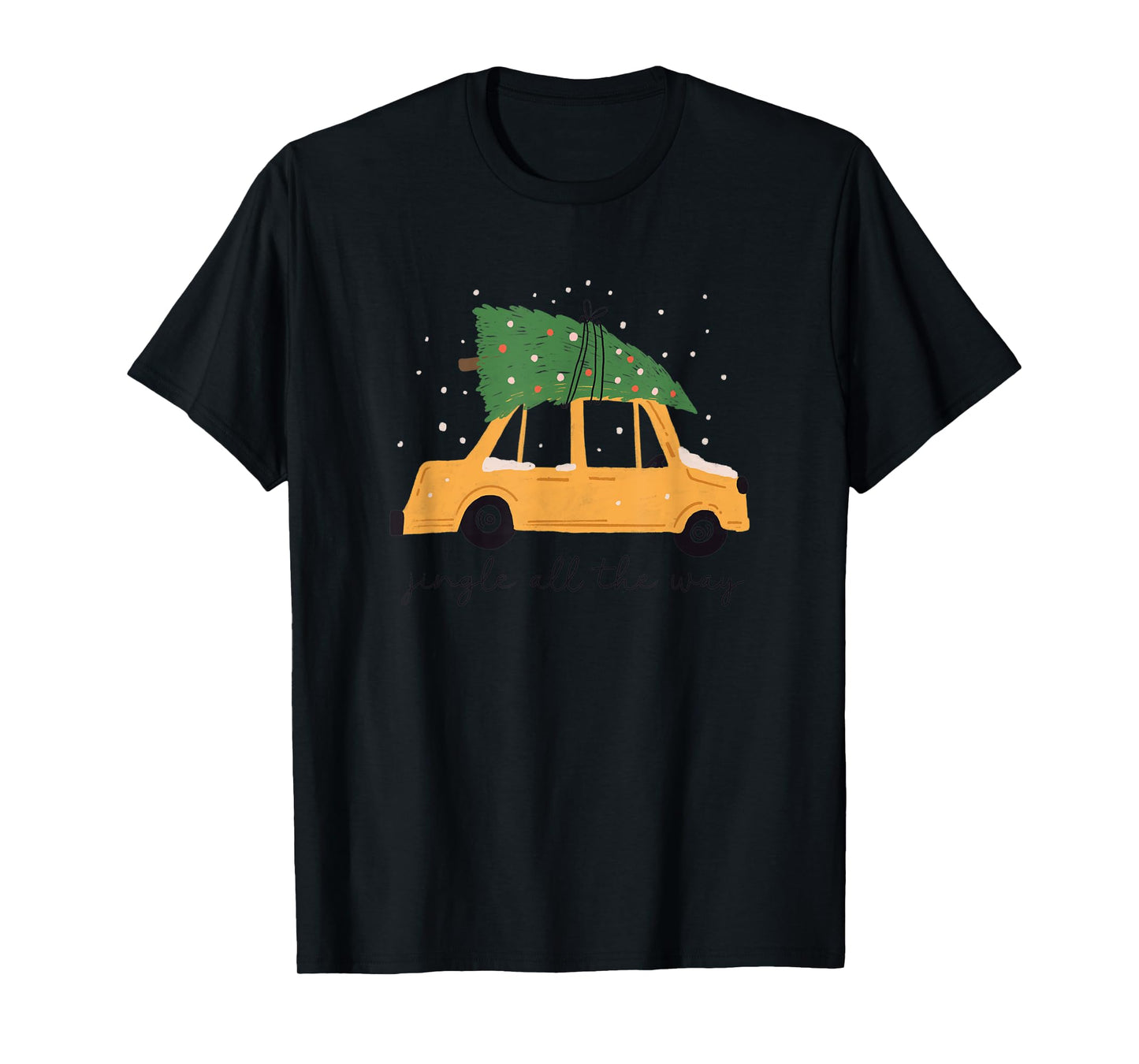 Minimalistic NYC Yellow Cab Christmas Tree on Car T-Shirt