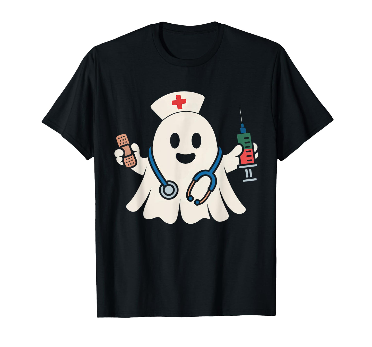 Cute Ghost Nurse Women Scrub Top Nursing Halloween Costume T-Shirt