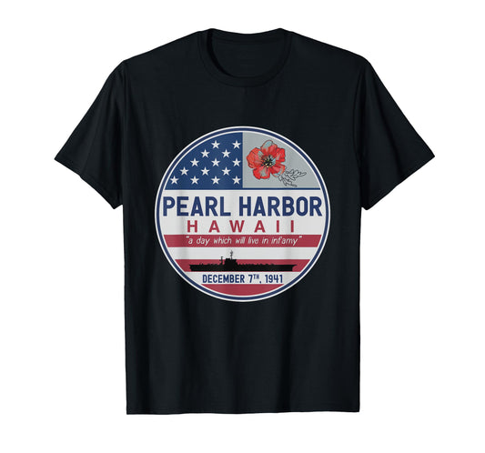 Pearl Harbor Memorial Hawaii Vintage USA Flag Day of Infamy T-Shirt