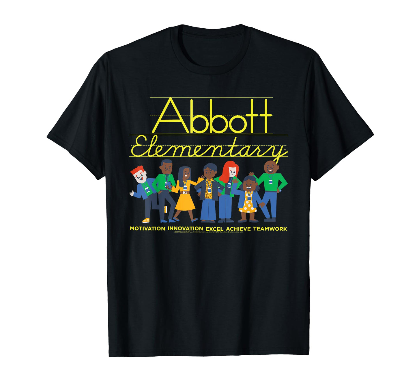Abbott Elementary Cartoon Staff with Logo Funny TV Show T-Shirt