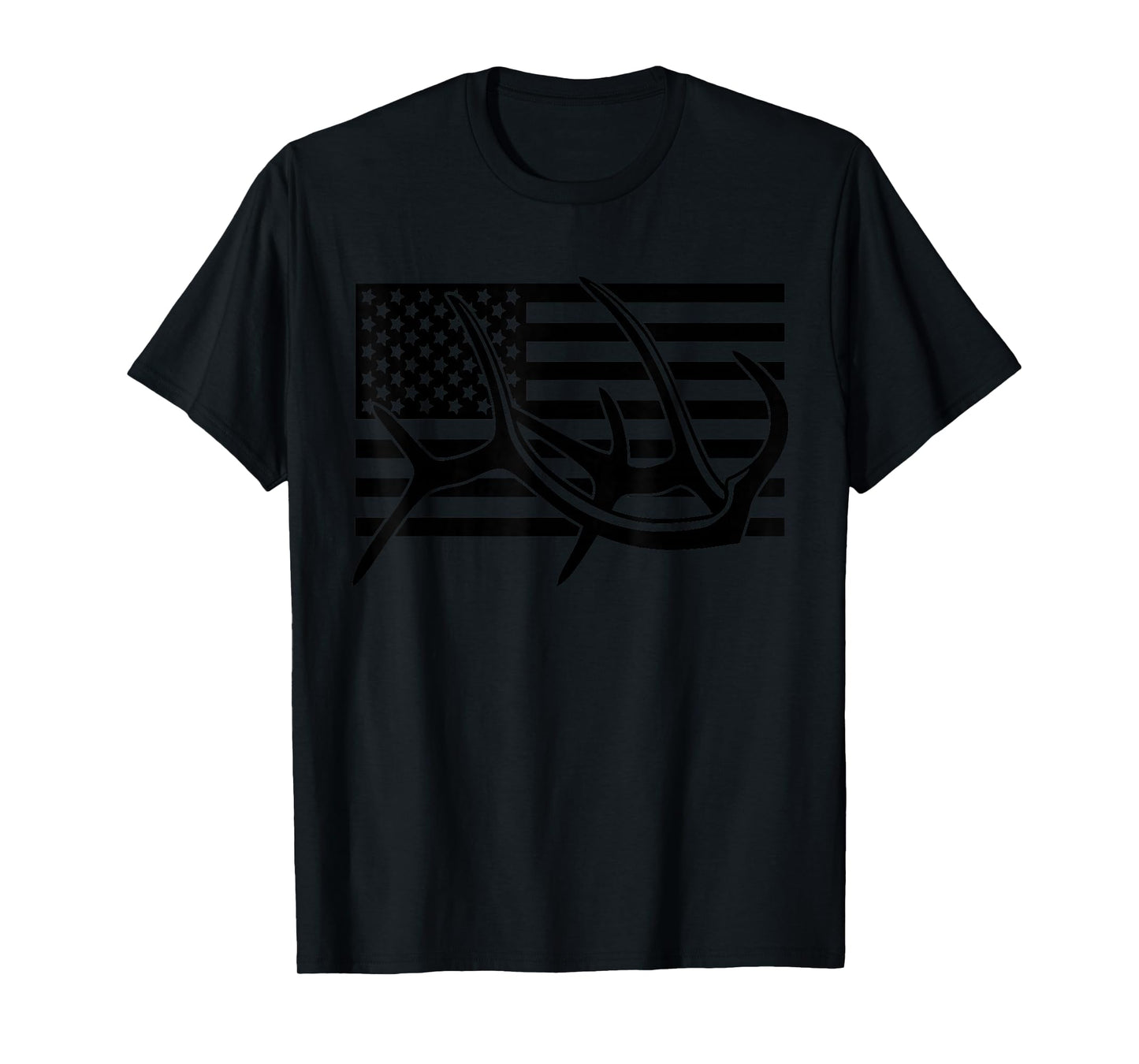 BASBO American Flag Outdoor Antlers Elk Deer T-Shirt