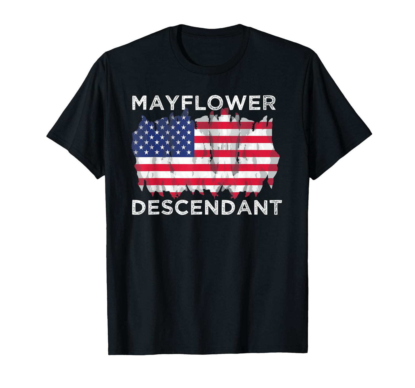 Mayflower Descendant Usa Flag Distressed Premium T-Shirt