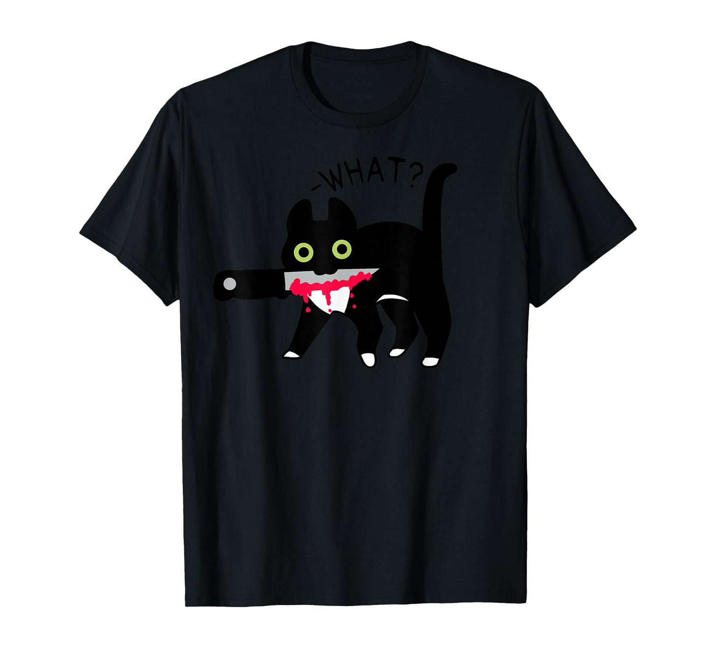 Cat What? Murderous Tuxedo Cat with Knife Halloween Costume T-Shirt