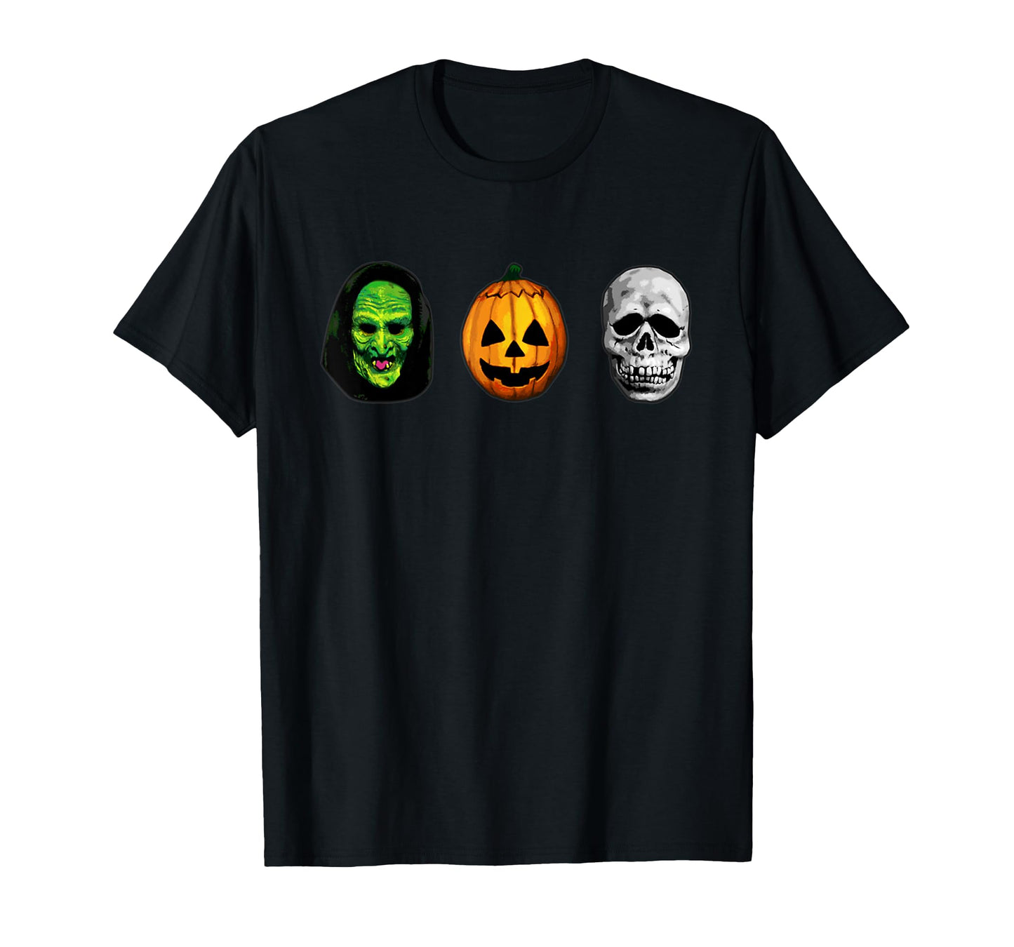 Halloween 3 masks witch pumpkin and skull Funny Gifts T-Shirt