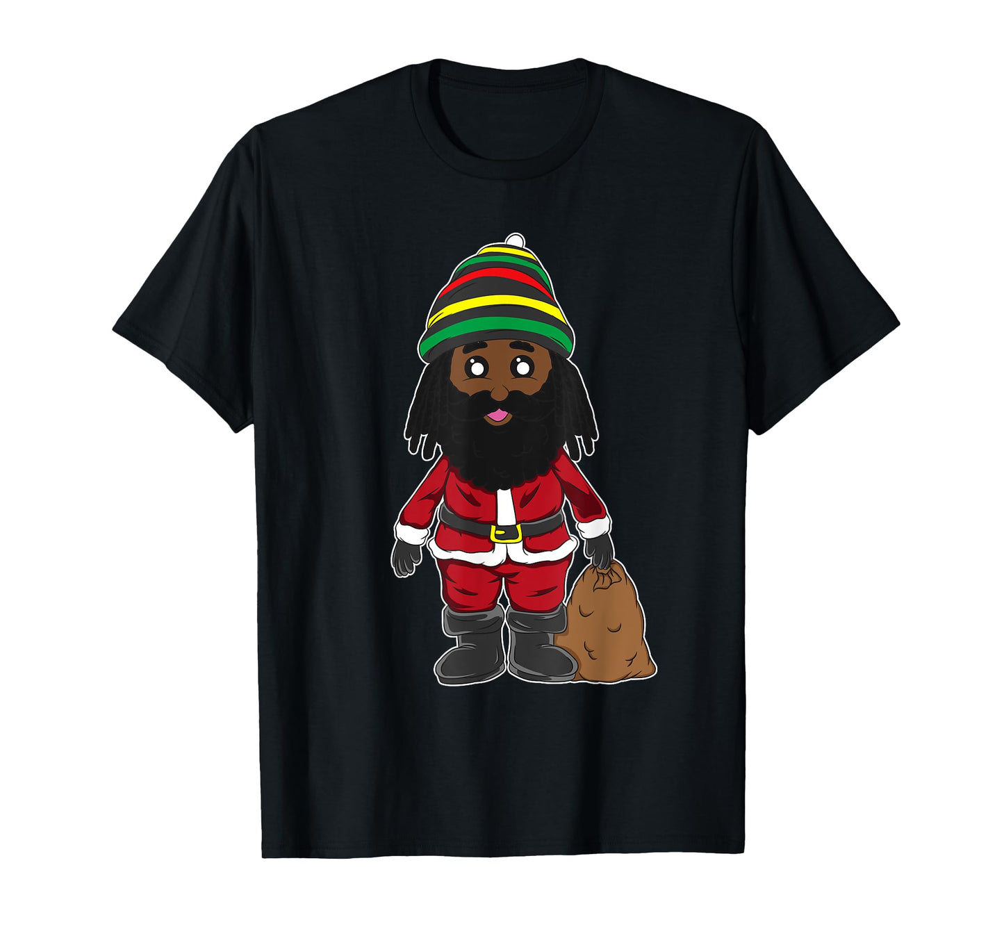 Christmas Jamaican Santa Claus Reggae Flag Colors Party Gift T-Shirt