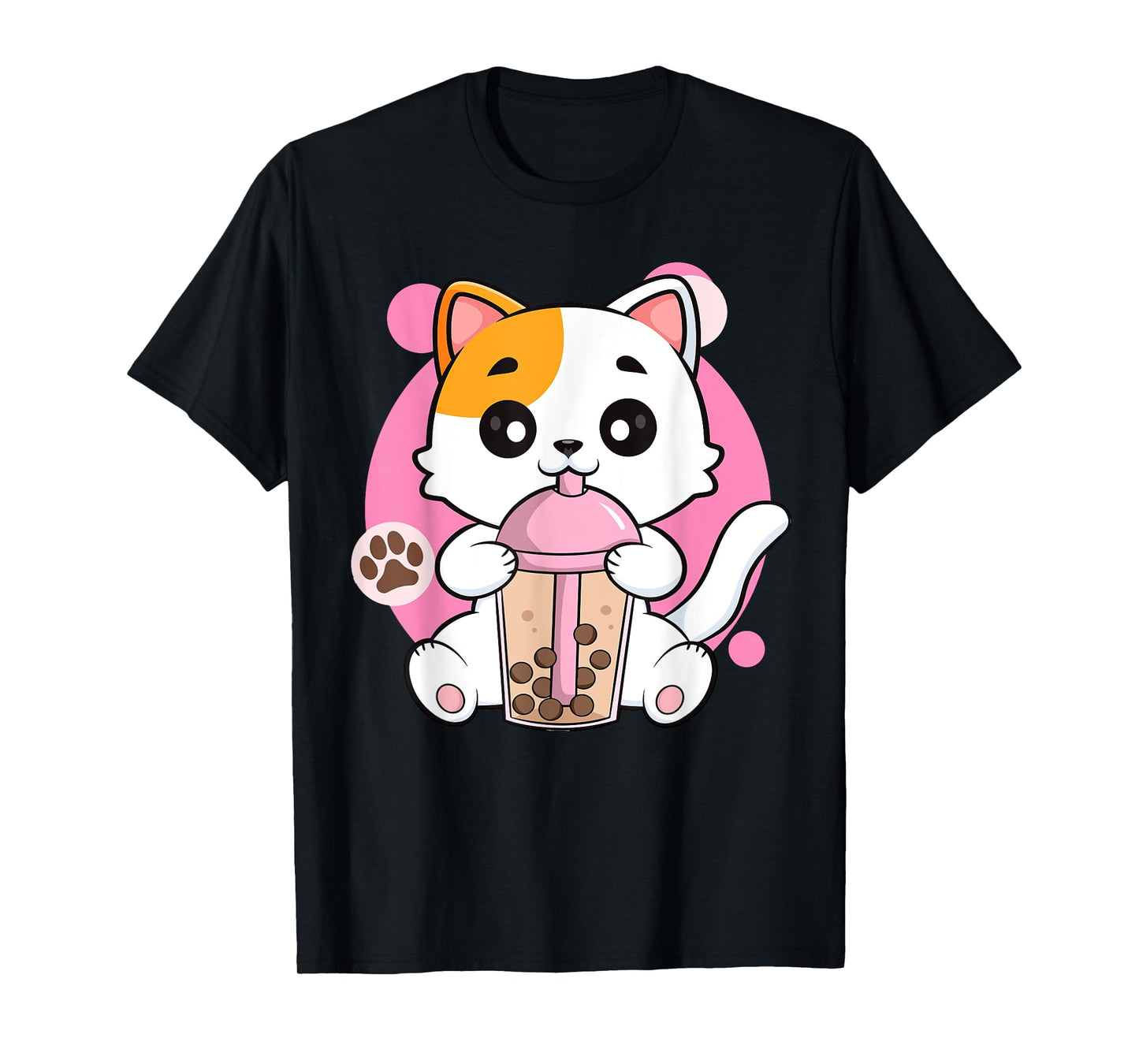 Cute Cat Shirt Boba Tea Anime Japanese Kids Teen Girl Kawaii T-Shirt