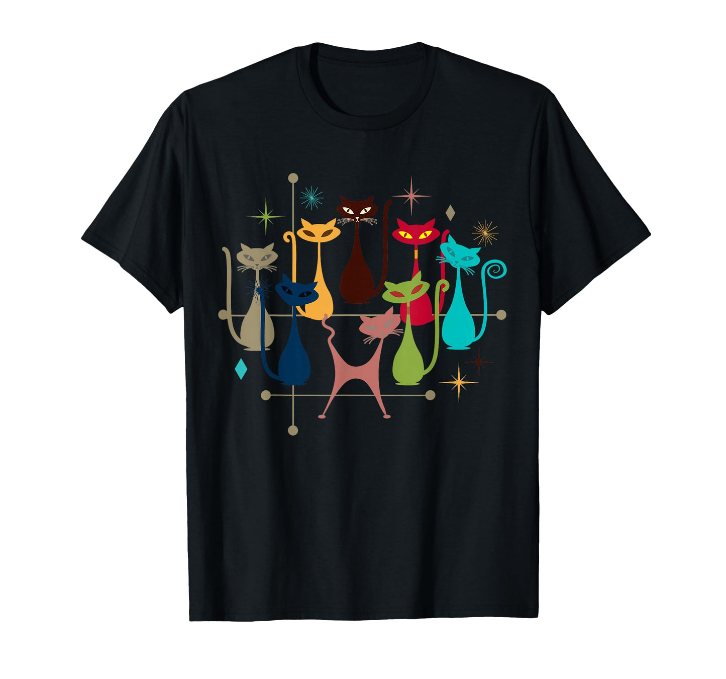 Retro Vintage Modern Look Cats 50s 60s Style Mid-Century T-Shirt