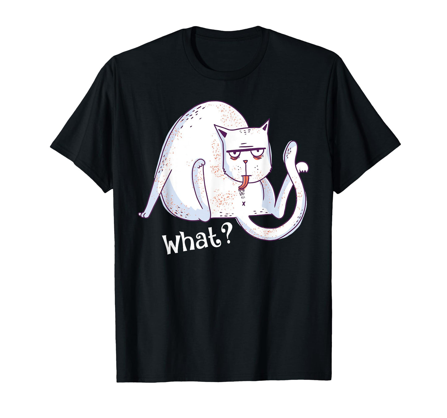Hilarious Cat Licking Butt Asking What? Graphic Cats Lover T-Shirt for Men Women