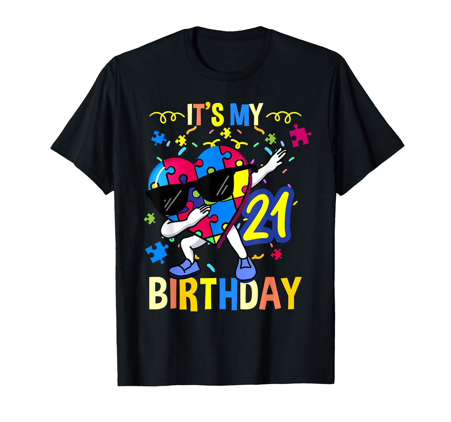 Its My 21st Birthday Dabbing Autism Puzzle T-Shirt