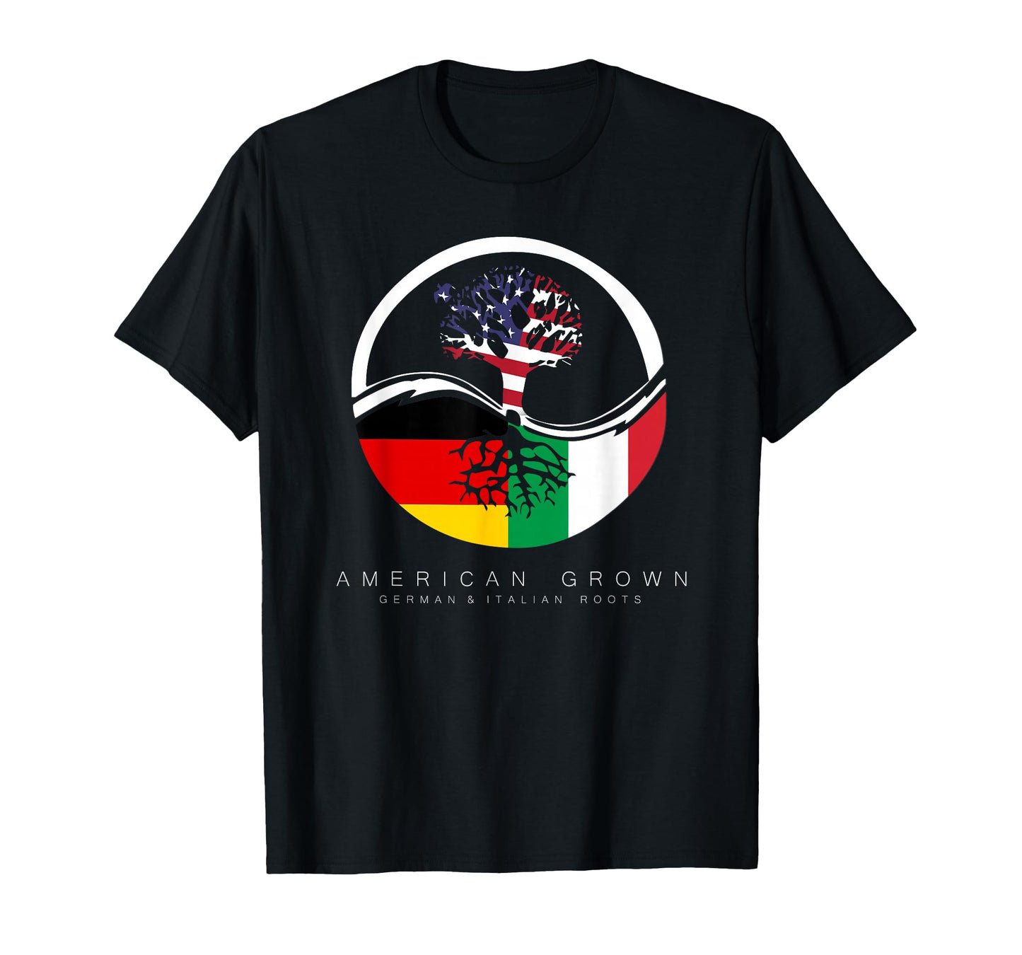 German Italian Roots - American Grown with Flag T-Shirt