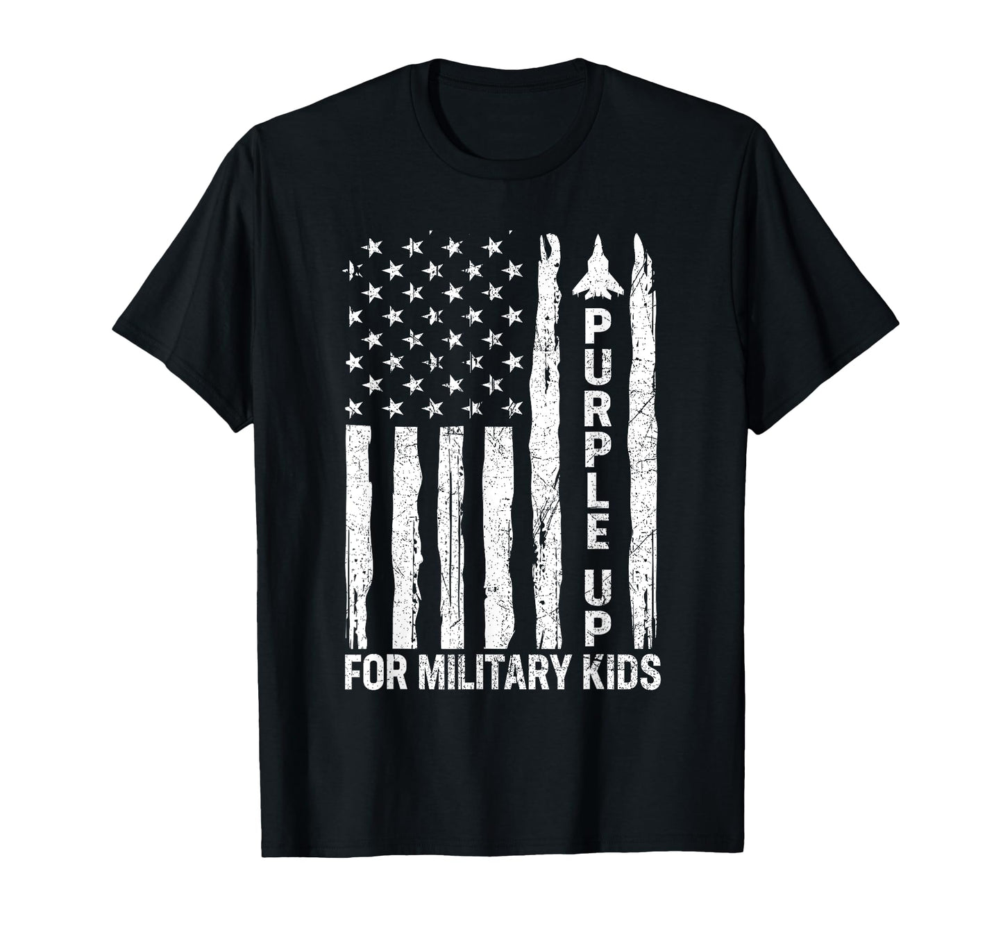Purple Up For Military Kids Military Child Month USA Flag T-Shirt