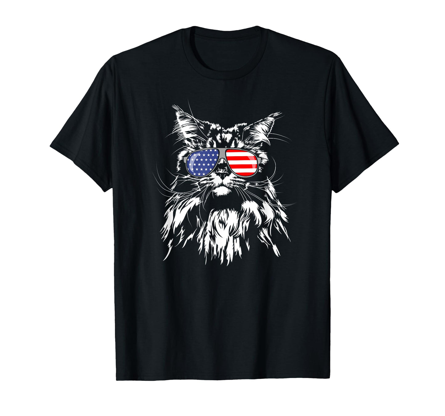 Funny Proud Maine Coon American Flag cat T-Shirt Shirt Tee T-Shirt