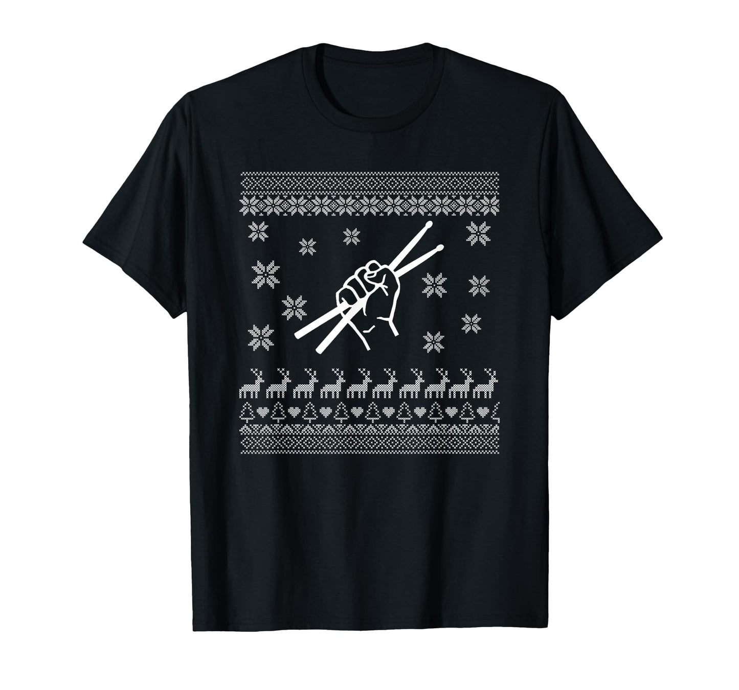 Drummer Ugly Sweater Style Christmas 2019 T-Shirt
