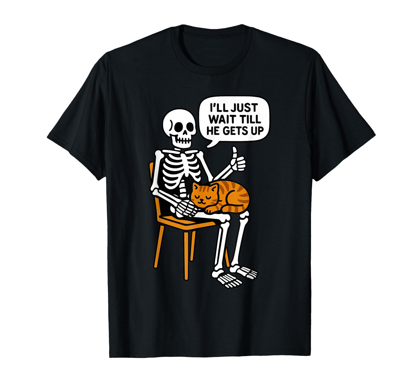 Skeleton Cat Meme Men Women Kids Funny Halloween T-Shirt