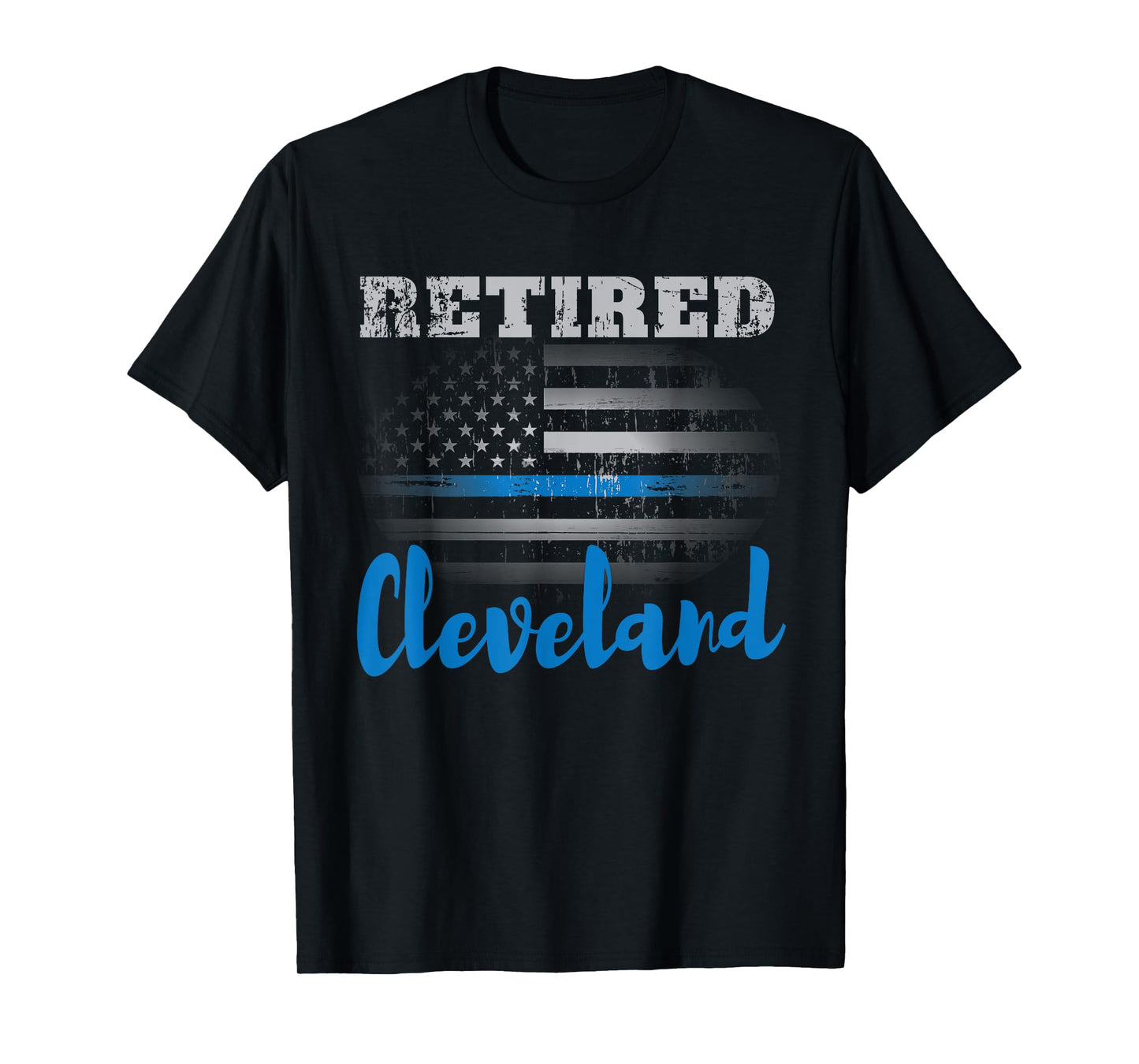 Retired Police Officer Cleveland American Flag Design T-Shirt