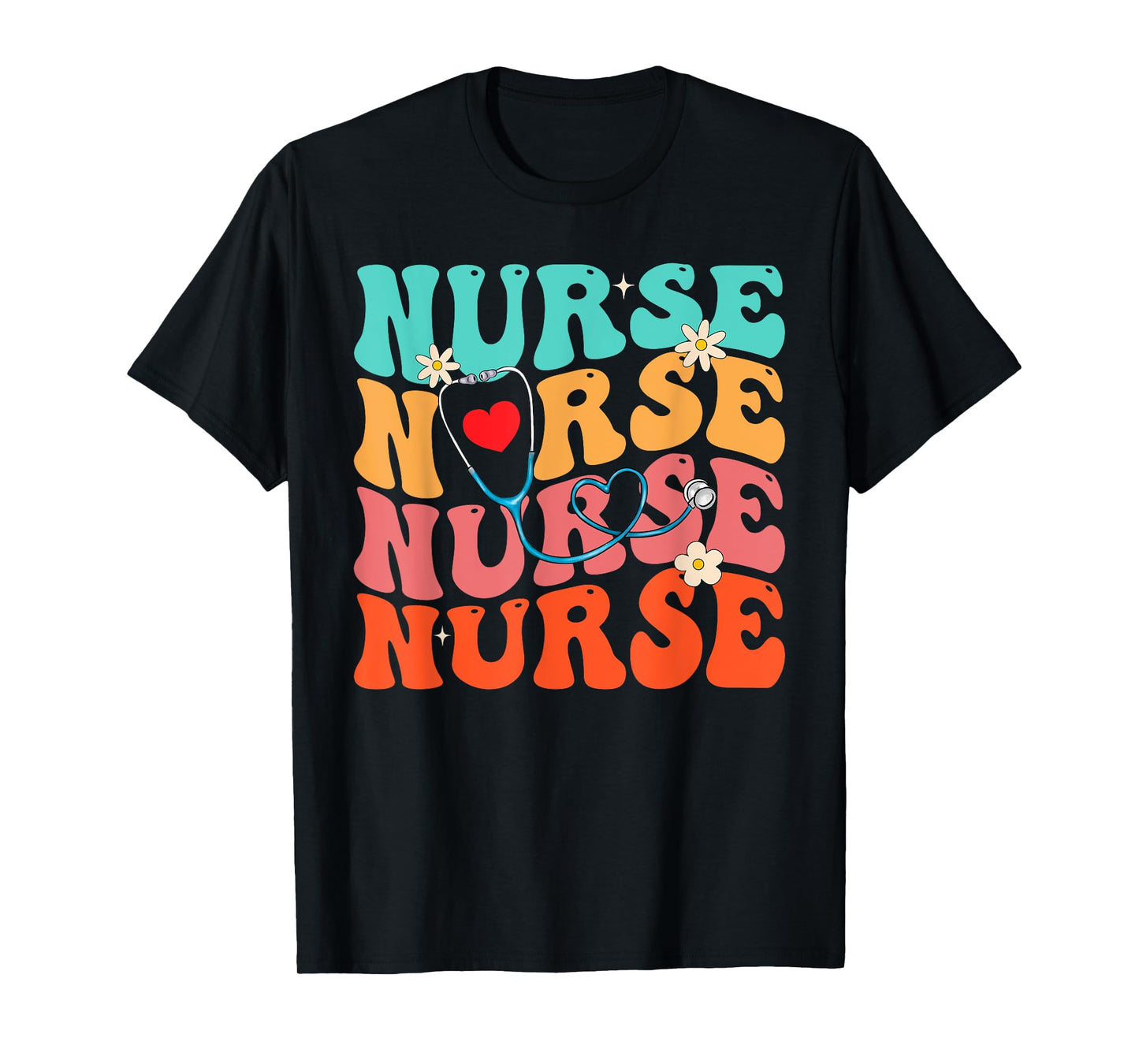 Cute Groovy Stethoscope Nurse Life Nursing Nurse Week Nurse T-Shirt