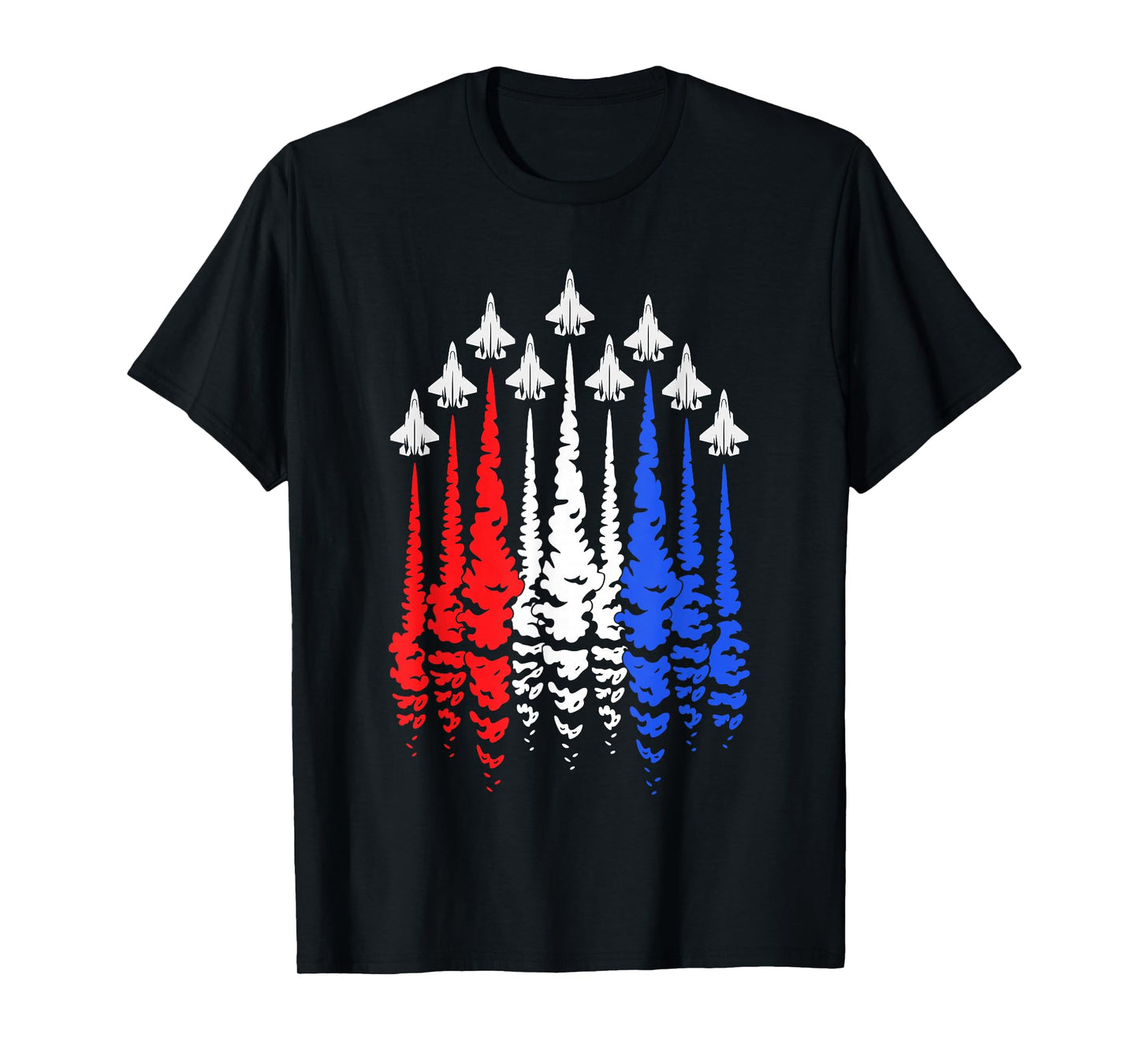 Red White Blue Patriotic Jets USA Flag Men Boys 4th of July T-Shirt