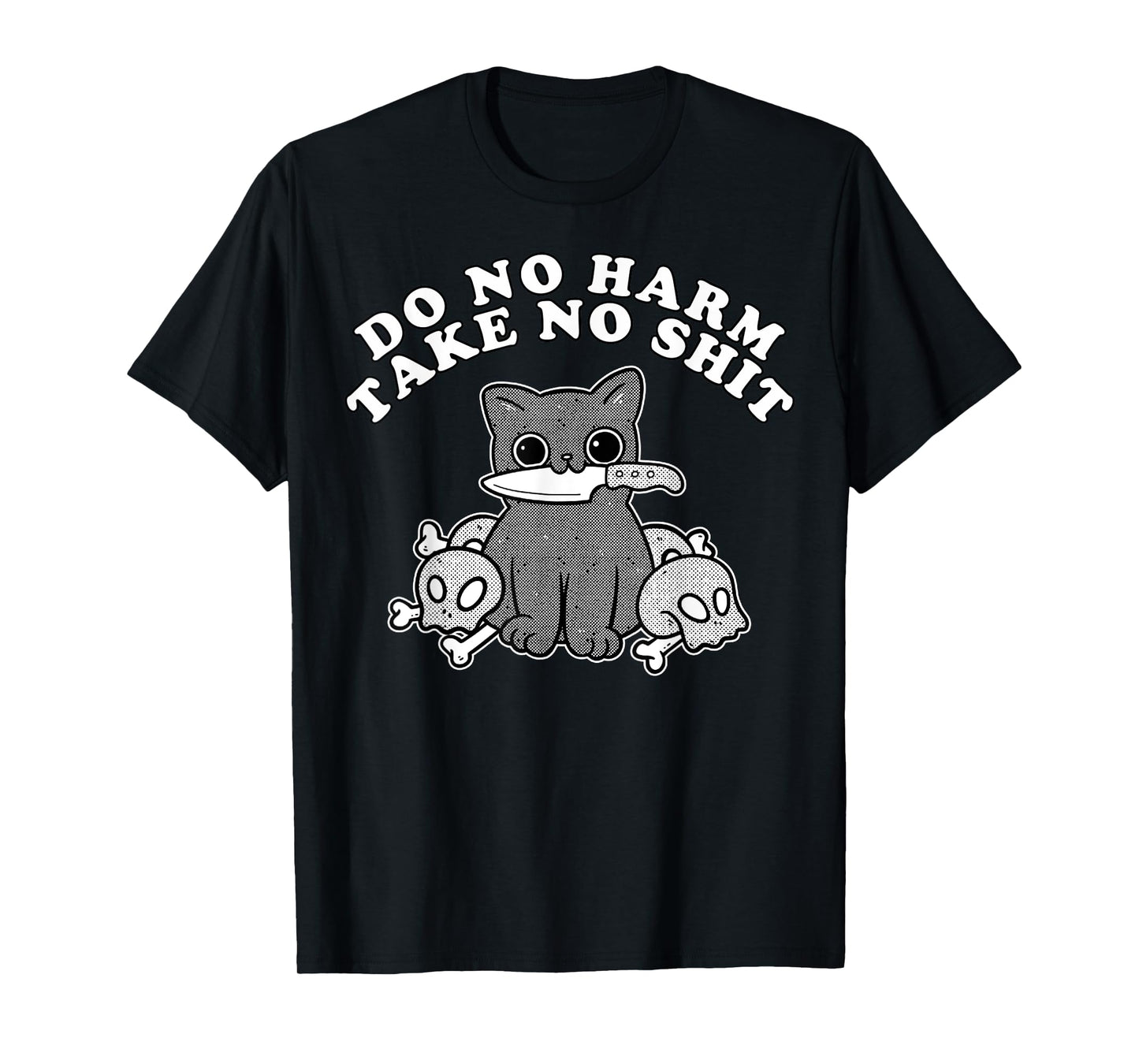 Vintage Retro Do No Harm Take No Shit Funny Cat Humor Gift Men Women T-Shirt
