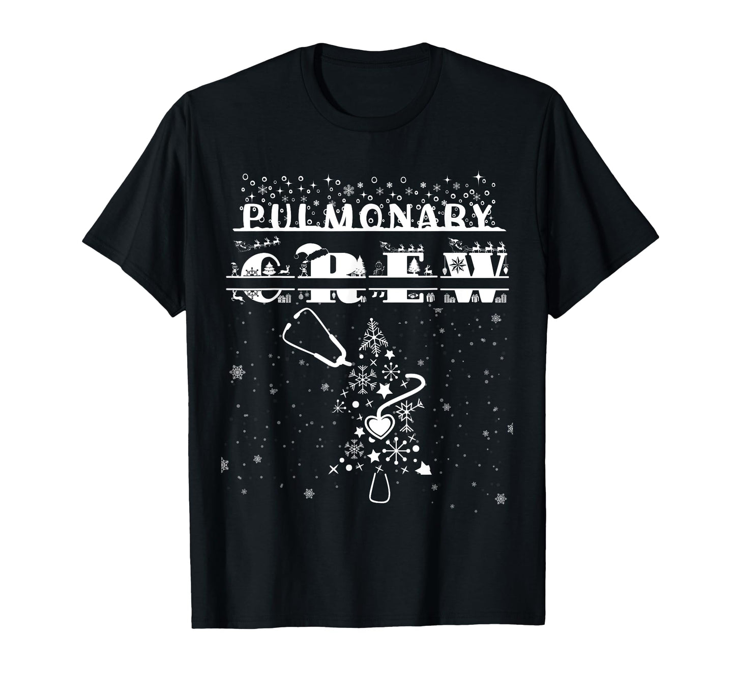 Christmas Pulmonary Nurse Shirt Lung Crew Stethoscope Tree T-Shirt