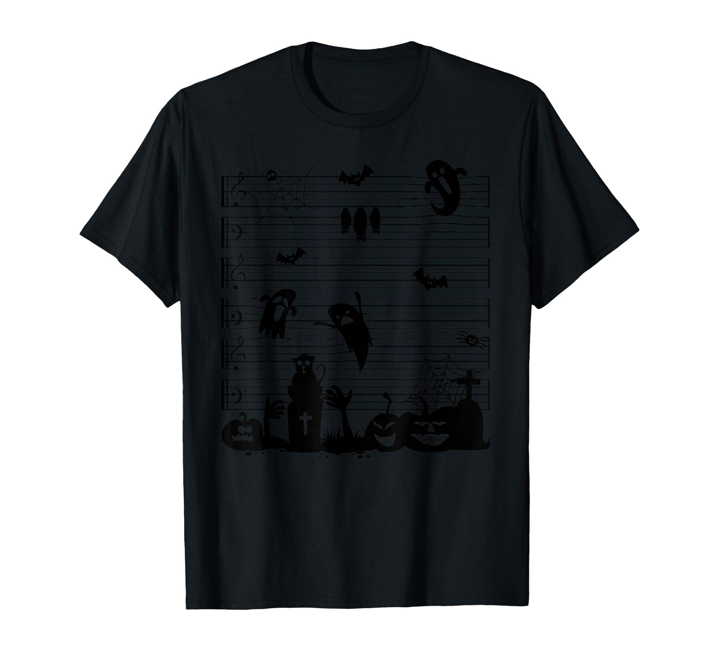 Halloween Music Note Clefs Spooky Ghost For Music Teacher T-Shirt