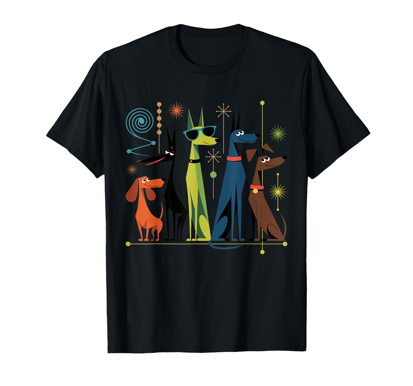 Retro Mid-Century Modern Dogs 50s 60s Style T-Shirt