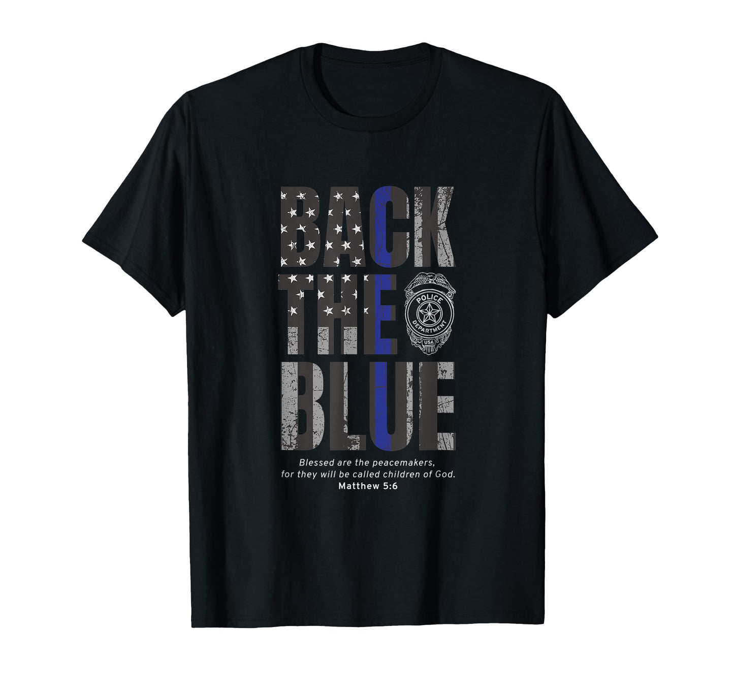 Back the Blue Thin Blue Line Flag Patriotic Police T-Shirt