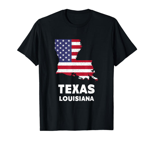 Distressed Patriotic USA Flag Texas, Louisiana T-Shirt