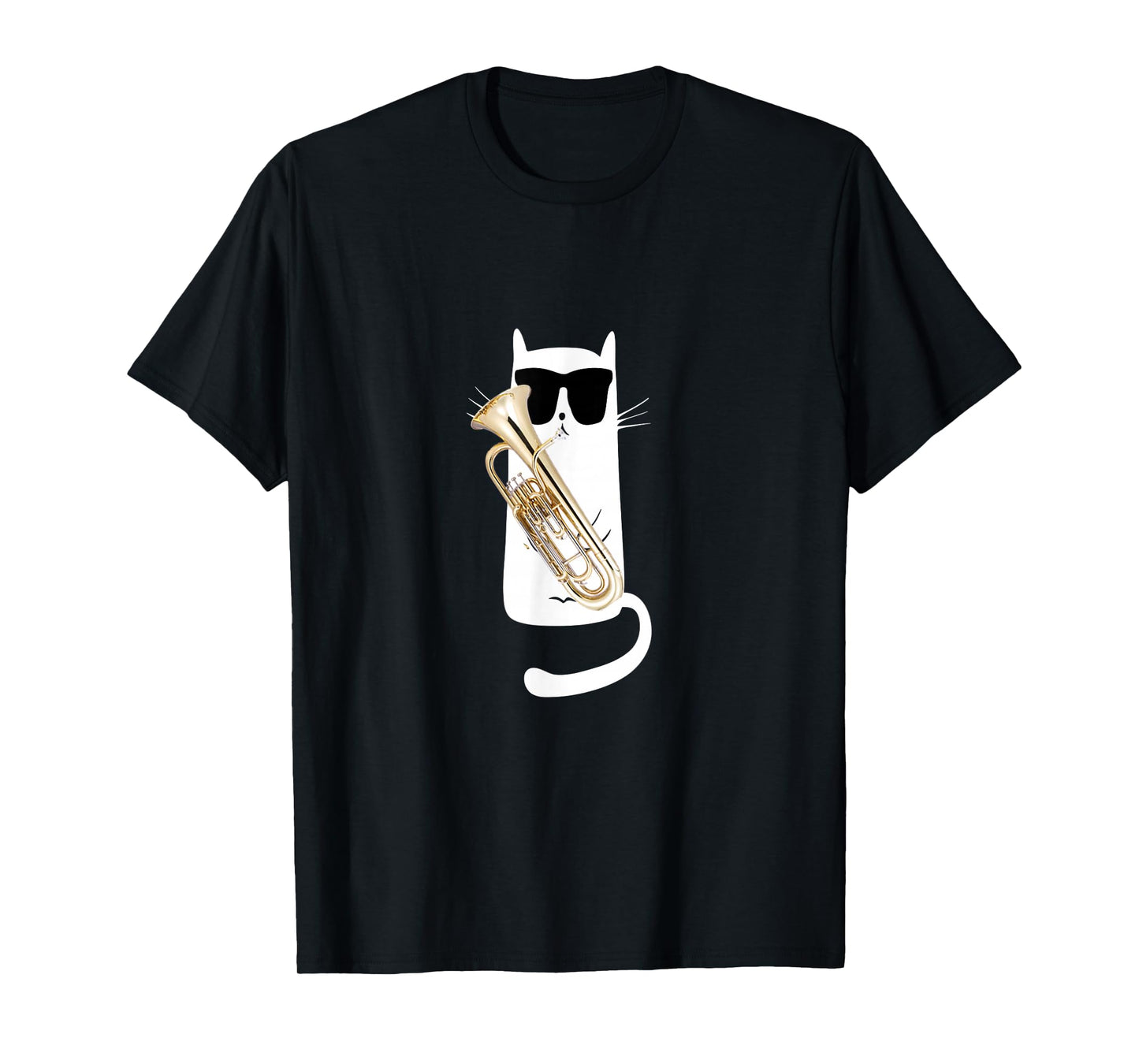 Funny Cat Wearing Sunglasses Playing Tuba T-Shirt