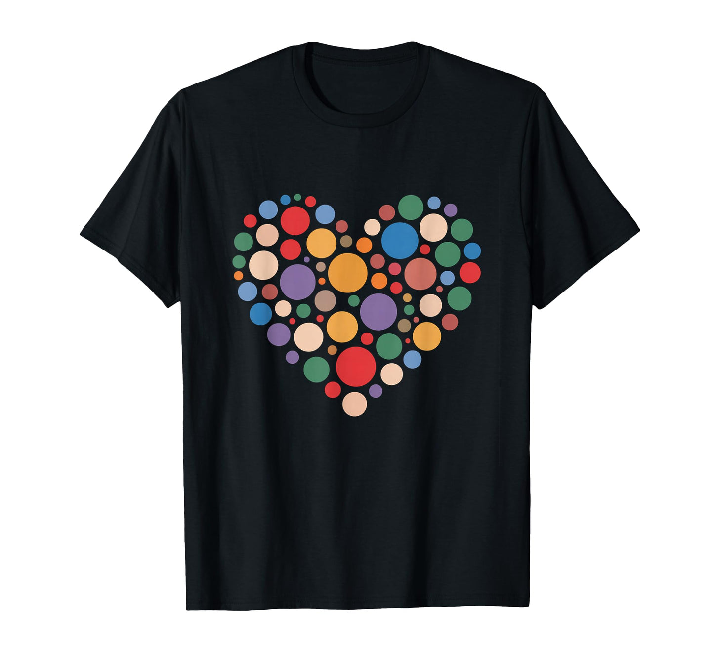 Colorful Rainbow Polka Dot Heart T-Shirt