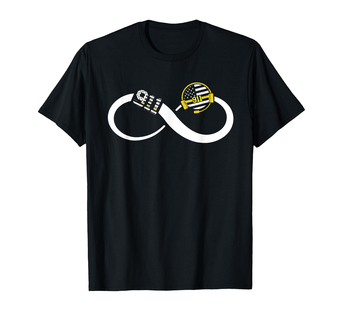 Dispatcher Infinity Thin Yellow Line USA Flag Dispatch 911 T-Shirt