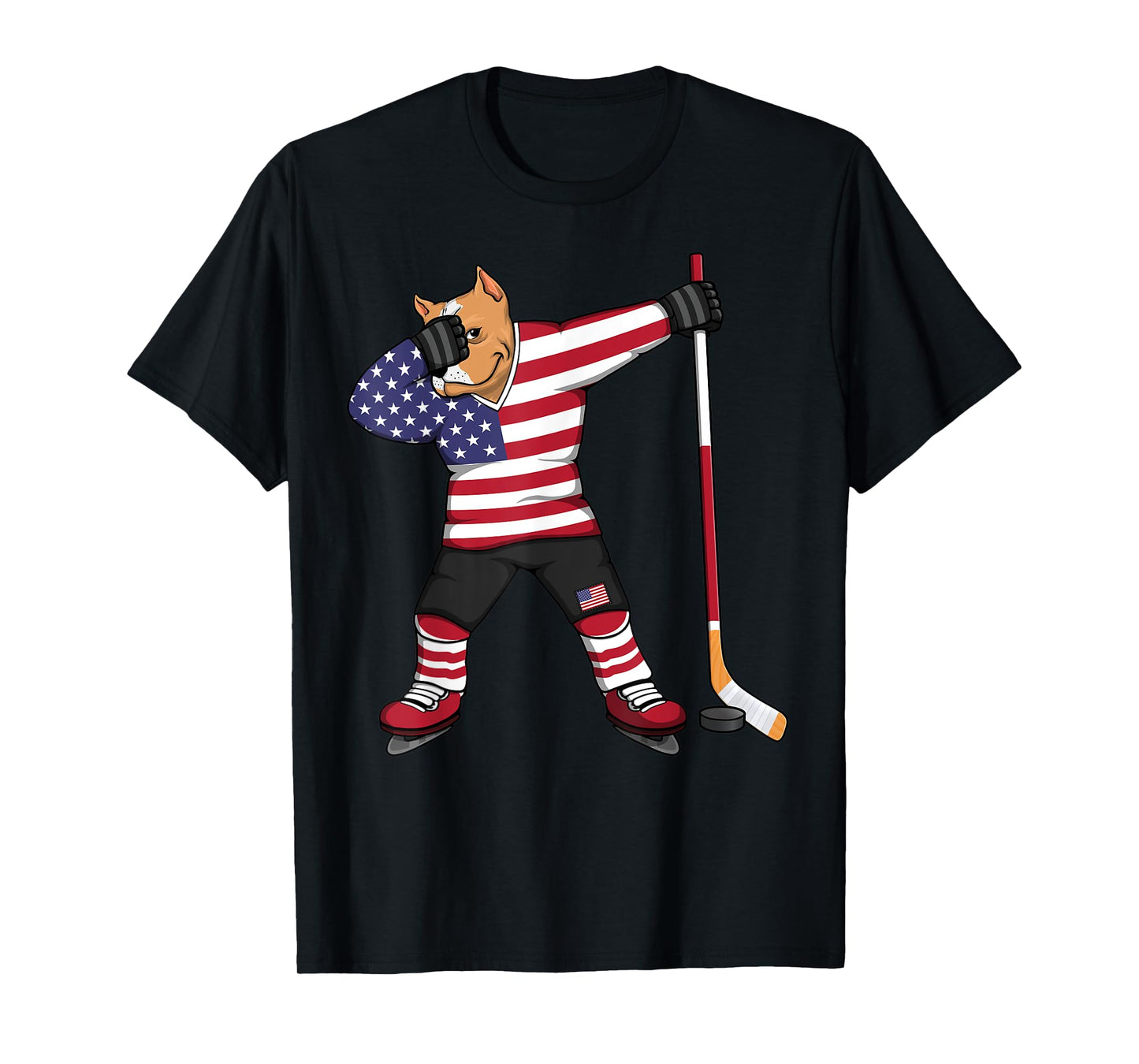 Dabbing Pitbull America Ice Hockey Fans Jersey USA Flag T-Shirt for Women Kids Men