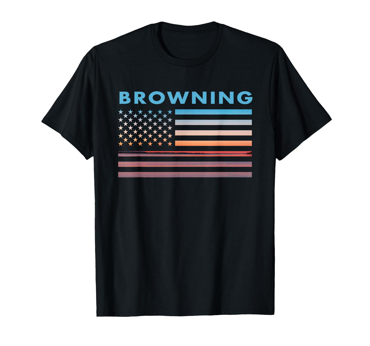 Vintage Sunset American Flag Browning, Montana T-Shirt