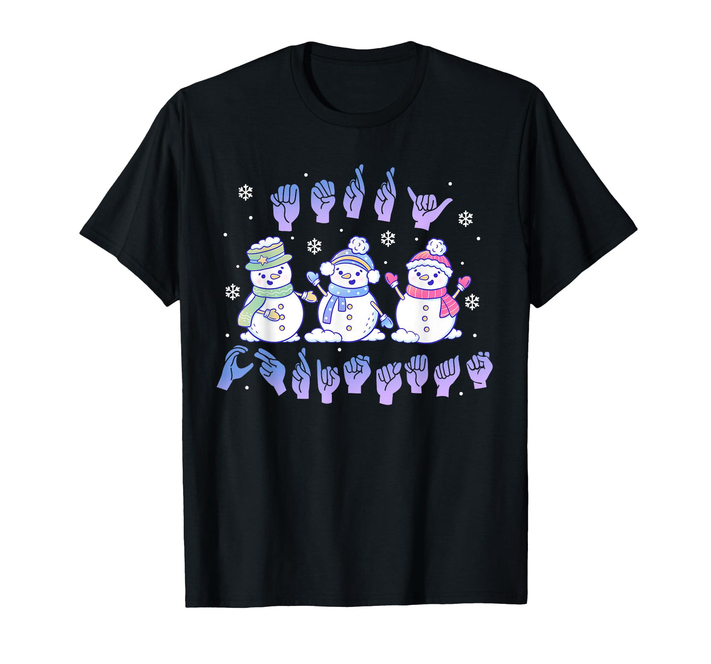 ASL Christmas Snowmen Merry Christmas Sign Language T-Shirt