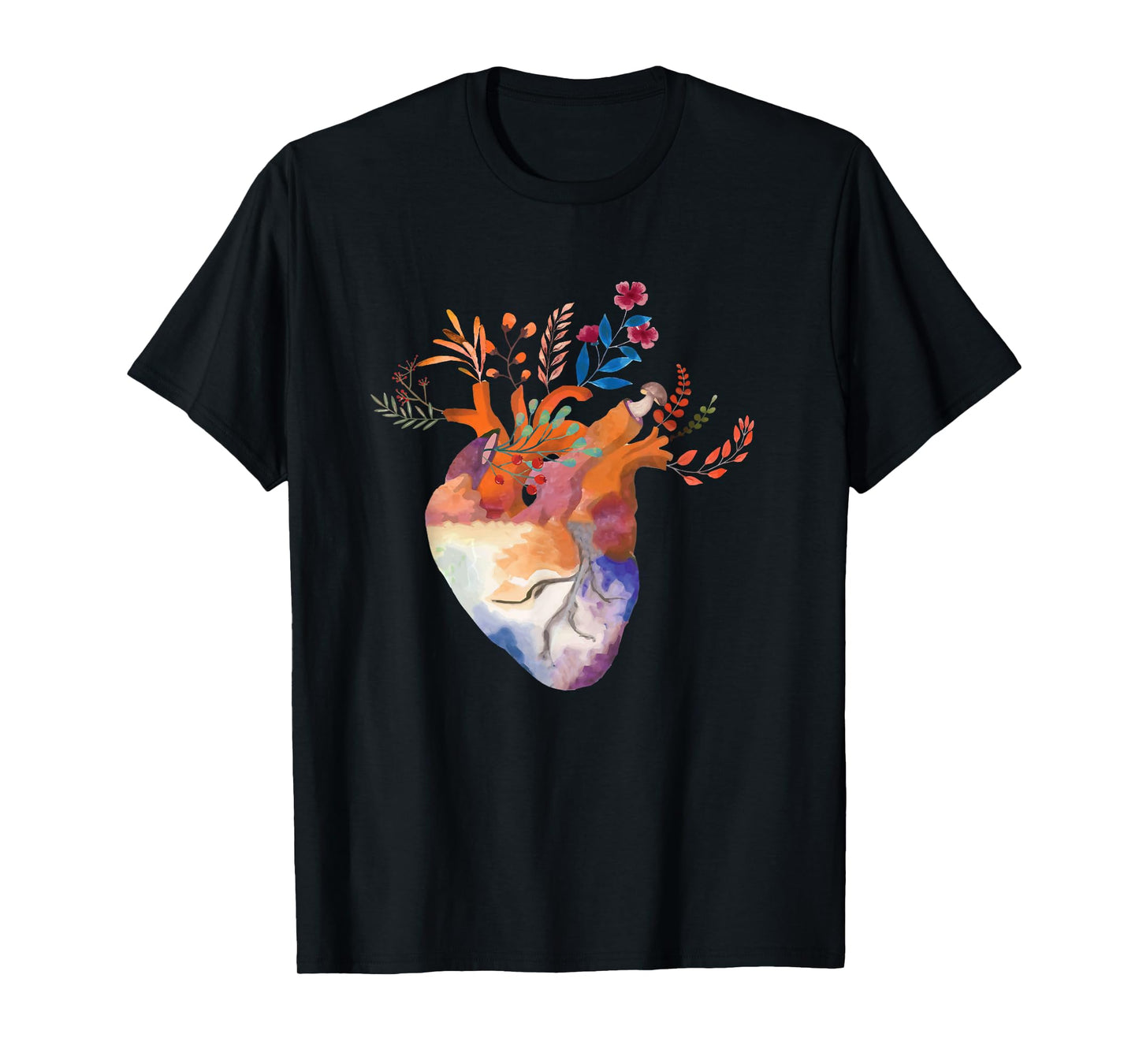 Anatomical Floral Heart Cardiology Medical Cardiac Nurse T-Shirt