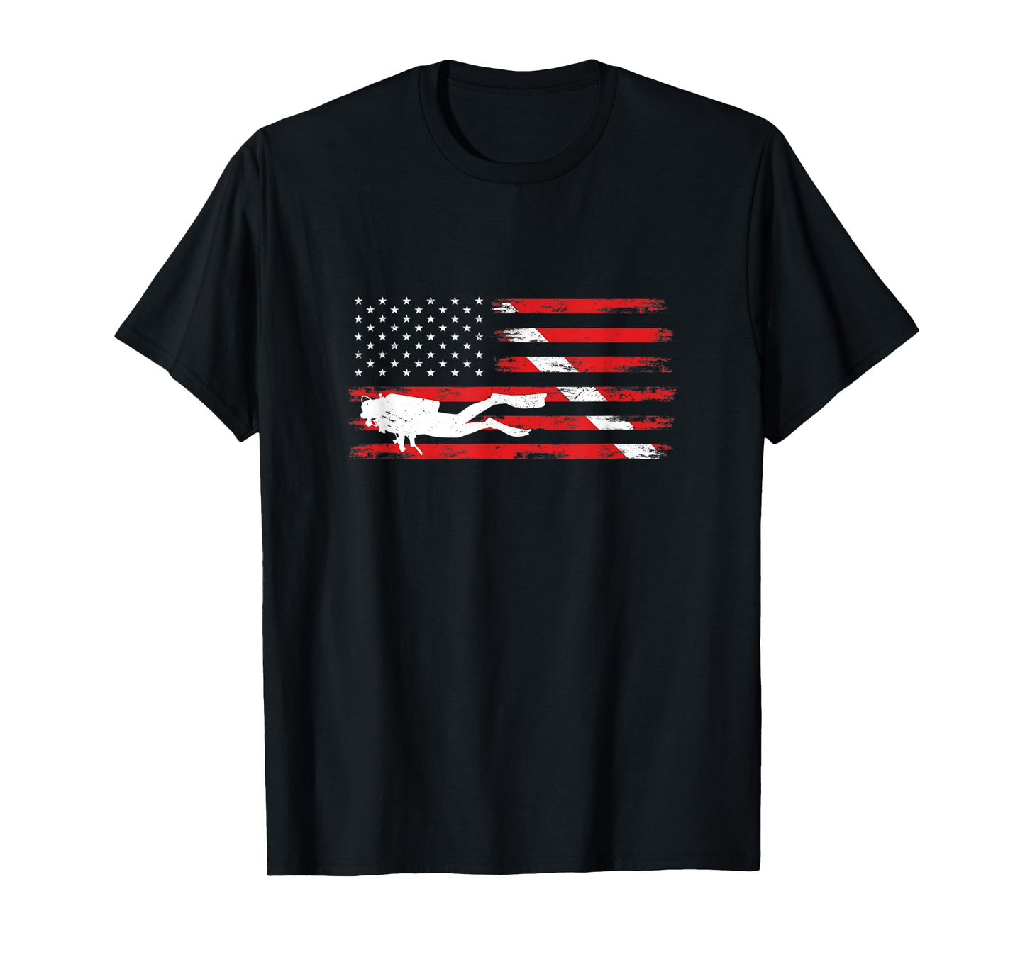 Diving Down Dive Flag Scuba Diving American Flag Diver T-Shirt