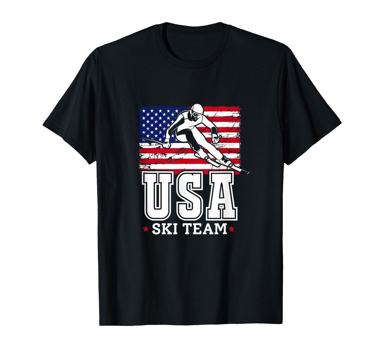 USA Ski Team American Flag Skiing Skier T-Shirt