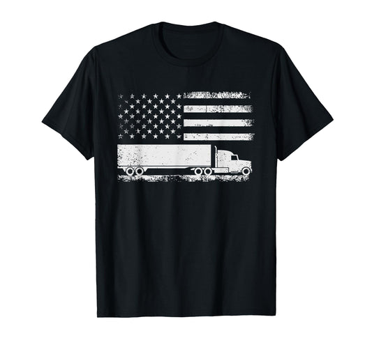 US American Flag Semi Truck Driver Patriotic Trucker T-Shirt