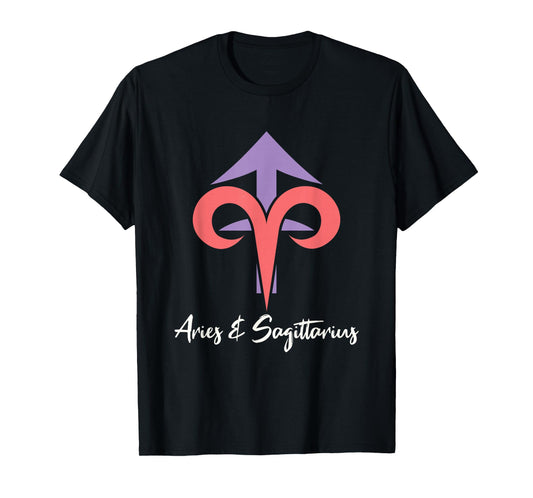 Aries and Sagittarius Couple Zodiac Relationship Horoscope T-Shirt