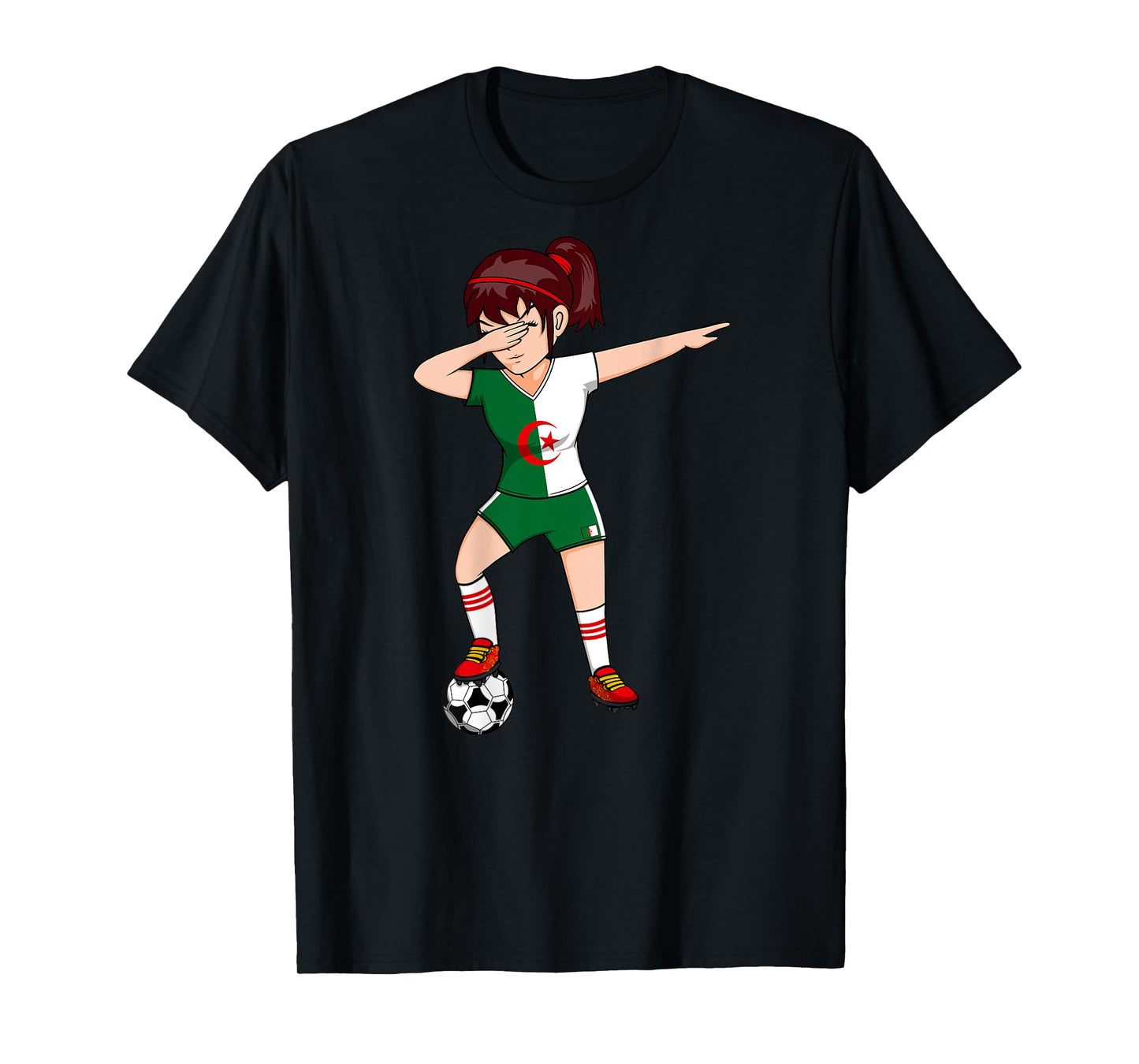 Dabbing Soccer Girl Algeria Jersey Algerian Football Fans T-Shirt