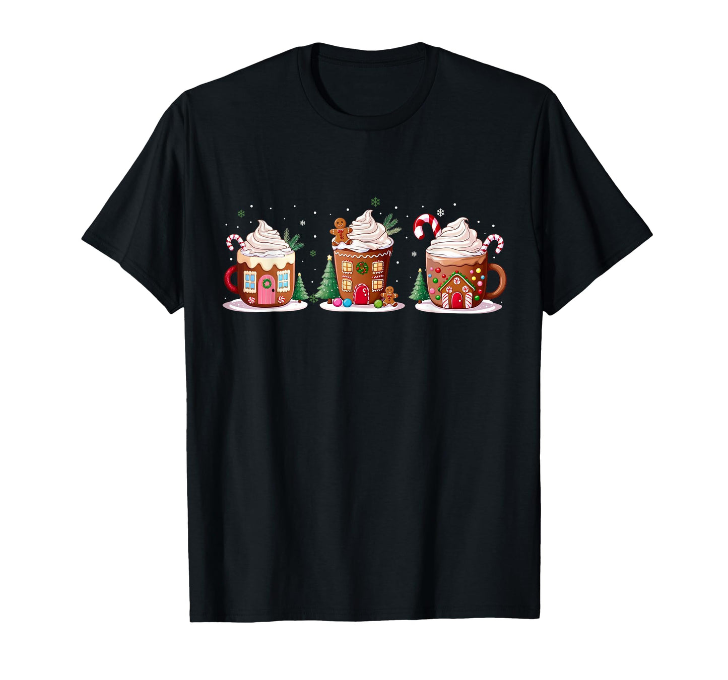 Coffee Christmas Gingerbread Cookie Women Latte Cozy Winter T-Shirt