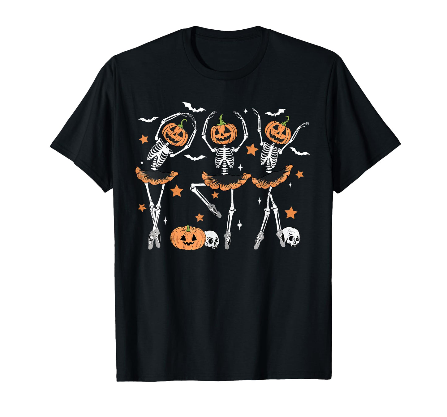 Ballet Pumpkin Skeleton Scary Halloween Men Women Boys Girl T-Shirt