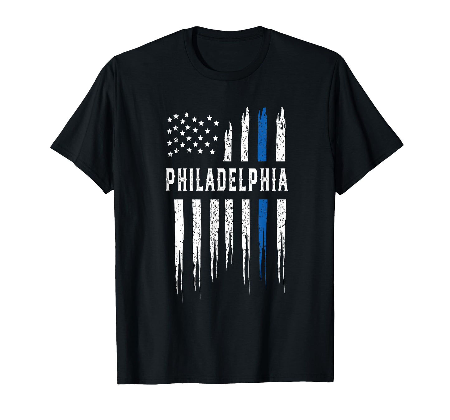 Thin Blue Line Heart Philadelphia Police Officer T-Shirt