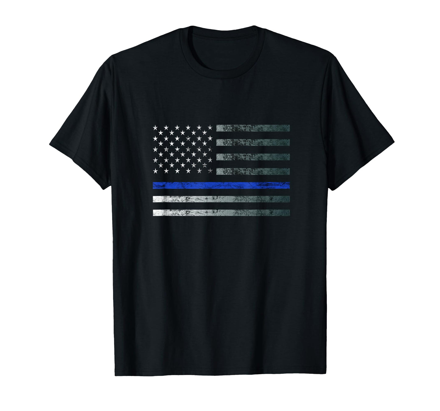 Thin Blue Line Police Officer Law Heroic Flag American Flag T-Shirt