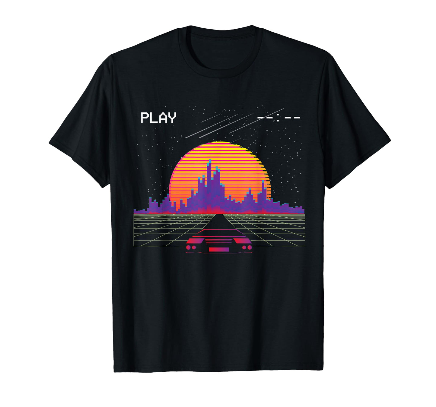 Cyberpunk Outrun synthwave Sunset Fast car Aesthetic t Shirt T-Shirt