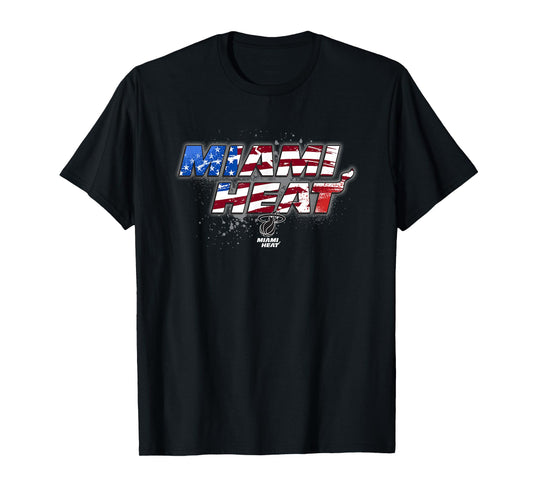 NBA Miami Heat American Flag Distressed Paint Spill T-Shirt