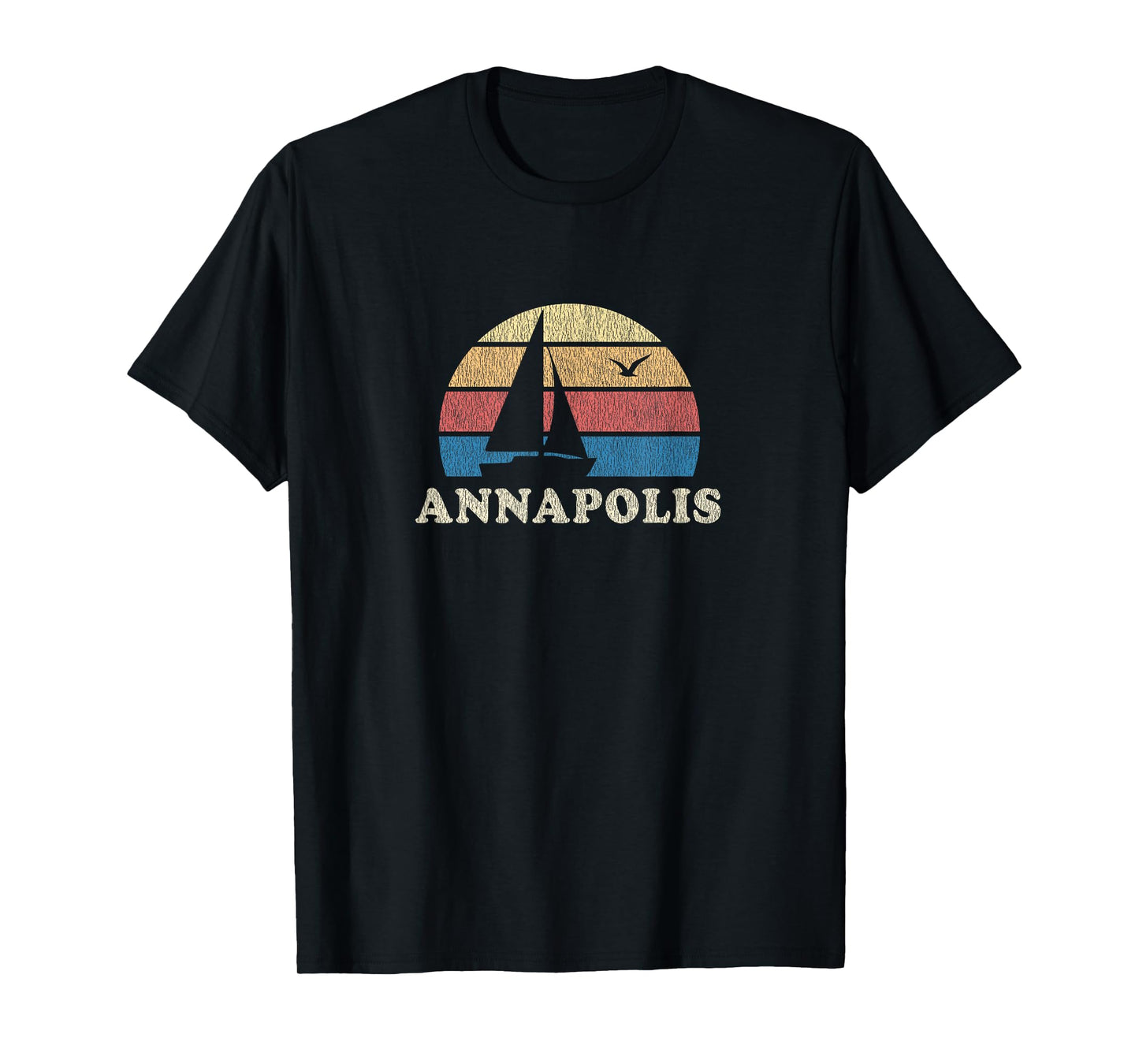 Annapolis MD T-Shirt Vintage Sailboat 70s Throwback Sunset T-Shirt