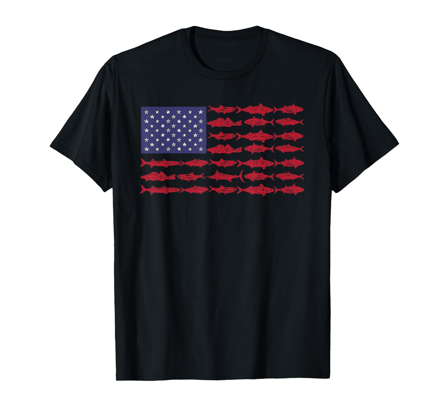 Vintage USA Fish American Flag Shirt Fishing Gifts ABS001 T-Shirt